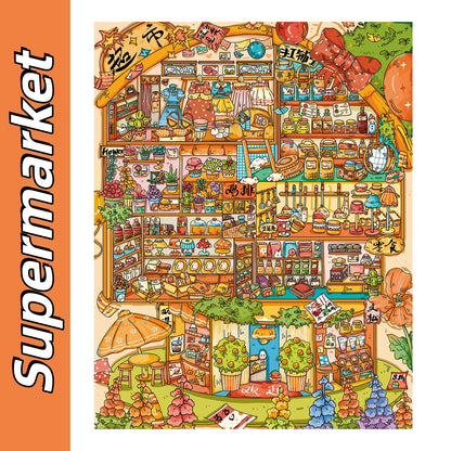 Cute Busy Town 3D Sticker | 5 Cute Miniature Scenes