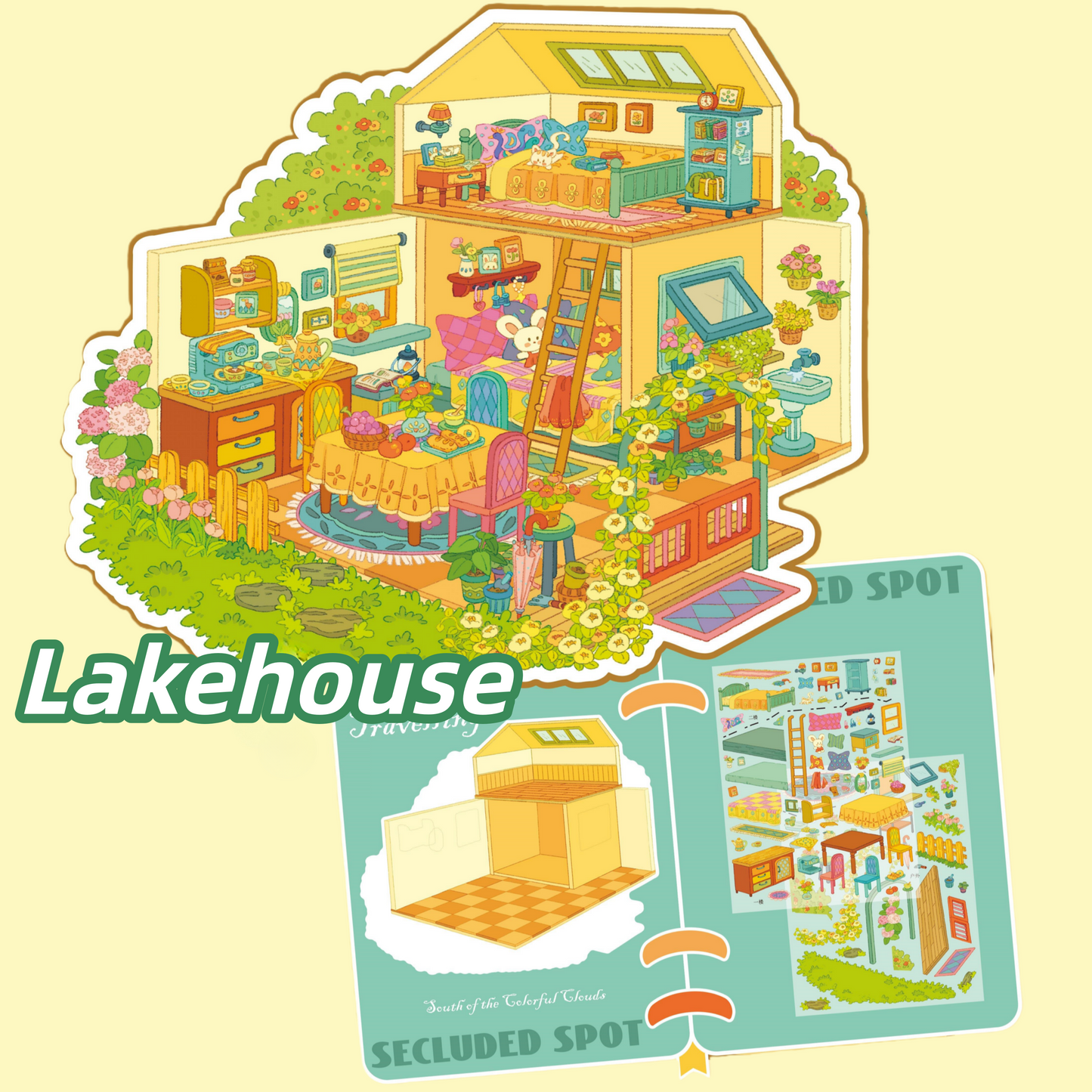 Dream Retreat 3D Sticker | 4 Cute Miniature Scenes
