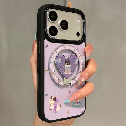 Lavender Purple Star Cat Magnetic Stand Acrylic Phone Case