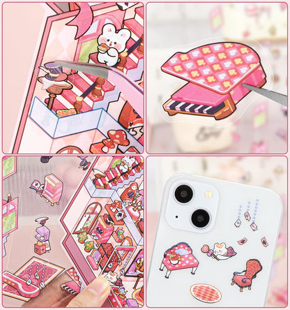 Furry Realms 3D Sticker | 4 Cute Miniature Scenes