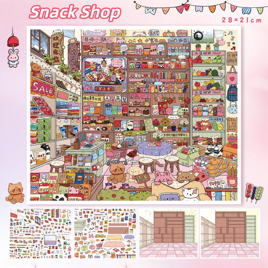 Little Shops 3D Sticker | 2 Cute Miniature Scenes