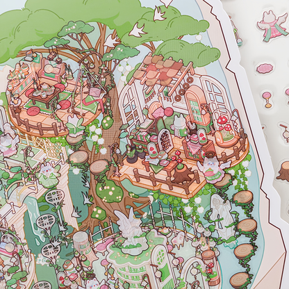 Fantasy Realm 3D Sticker | 4 Cute Miniature Scenes