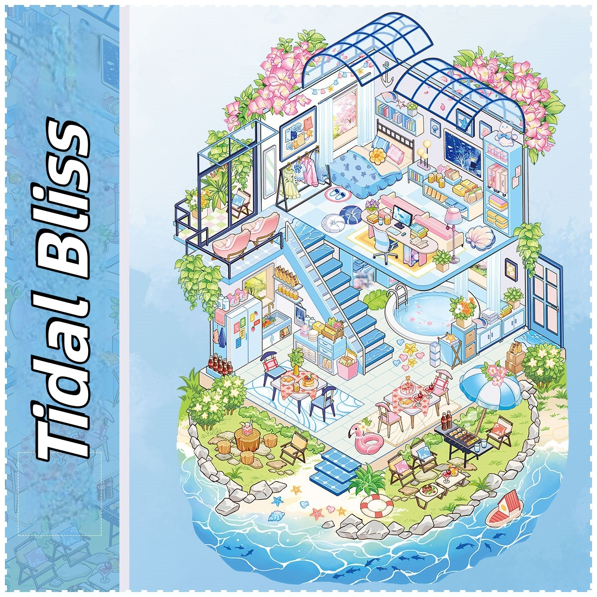 Tideswept Dwellings 3D Sticker | 2 Cute Miniature Scenes