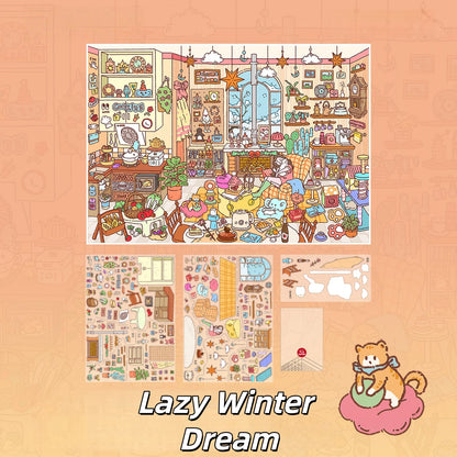 Season Slumbers 3D Sticker | 2 Cute Miniature Scenes