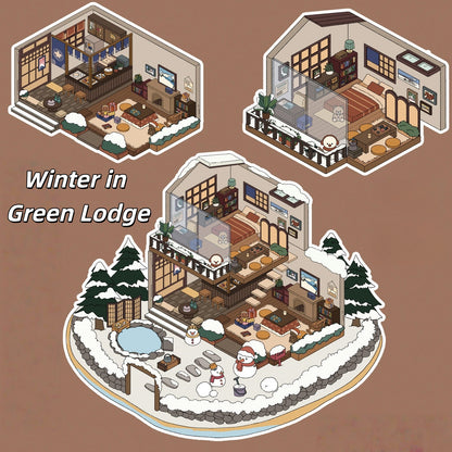 Four Seasons Invitation Letter 3D Sticker | 4 Cute Miniature Scenes
