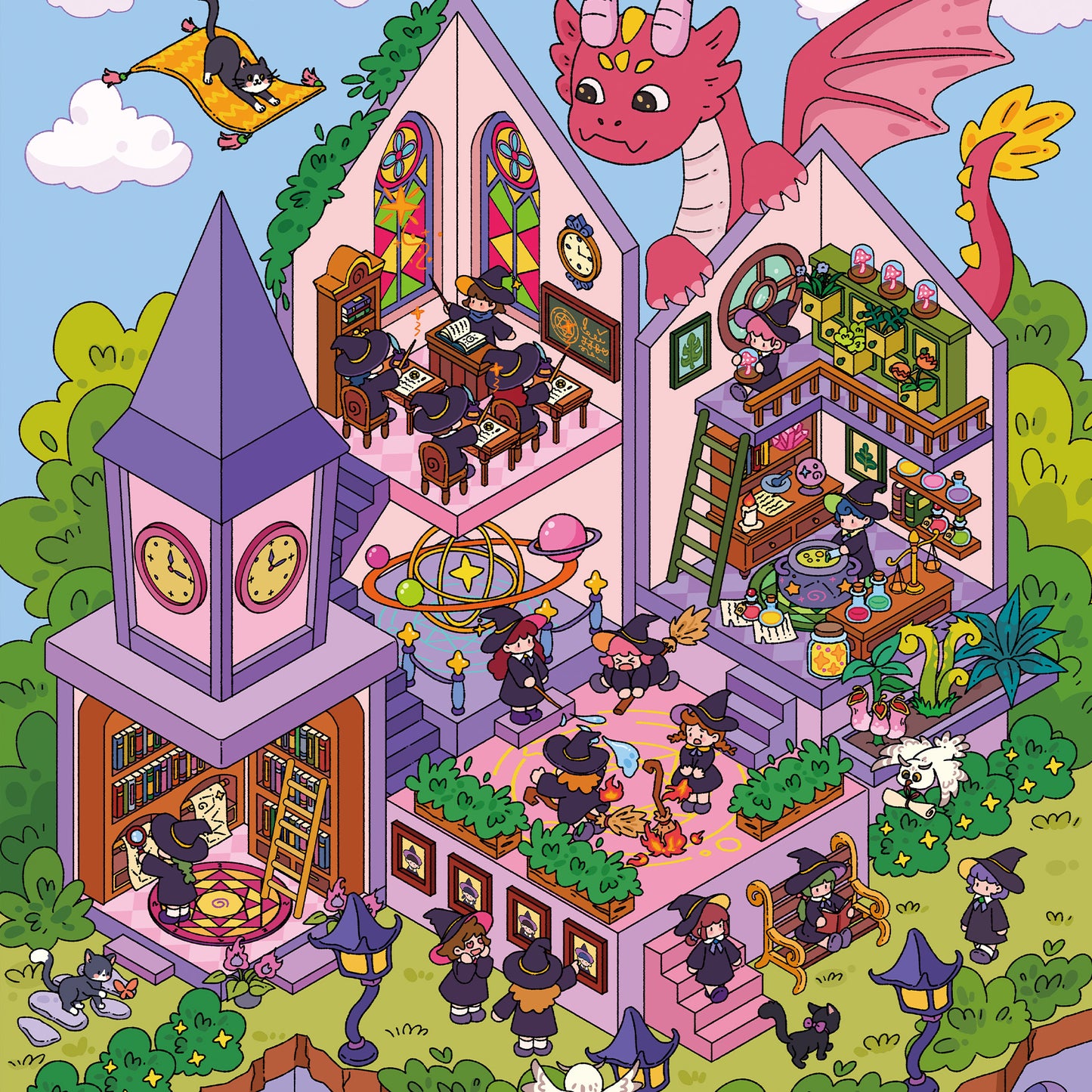 Magical Simulation Management 3D Sticker | 3 Cute Miniature Scenes