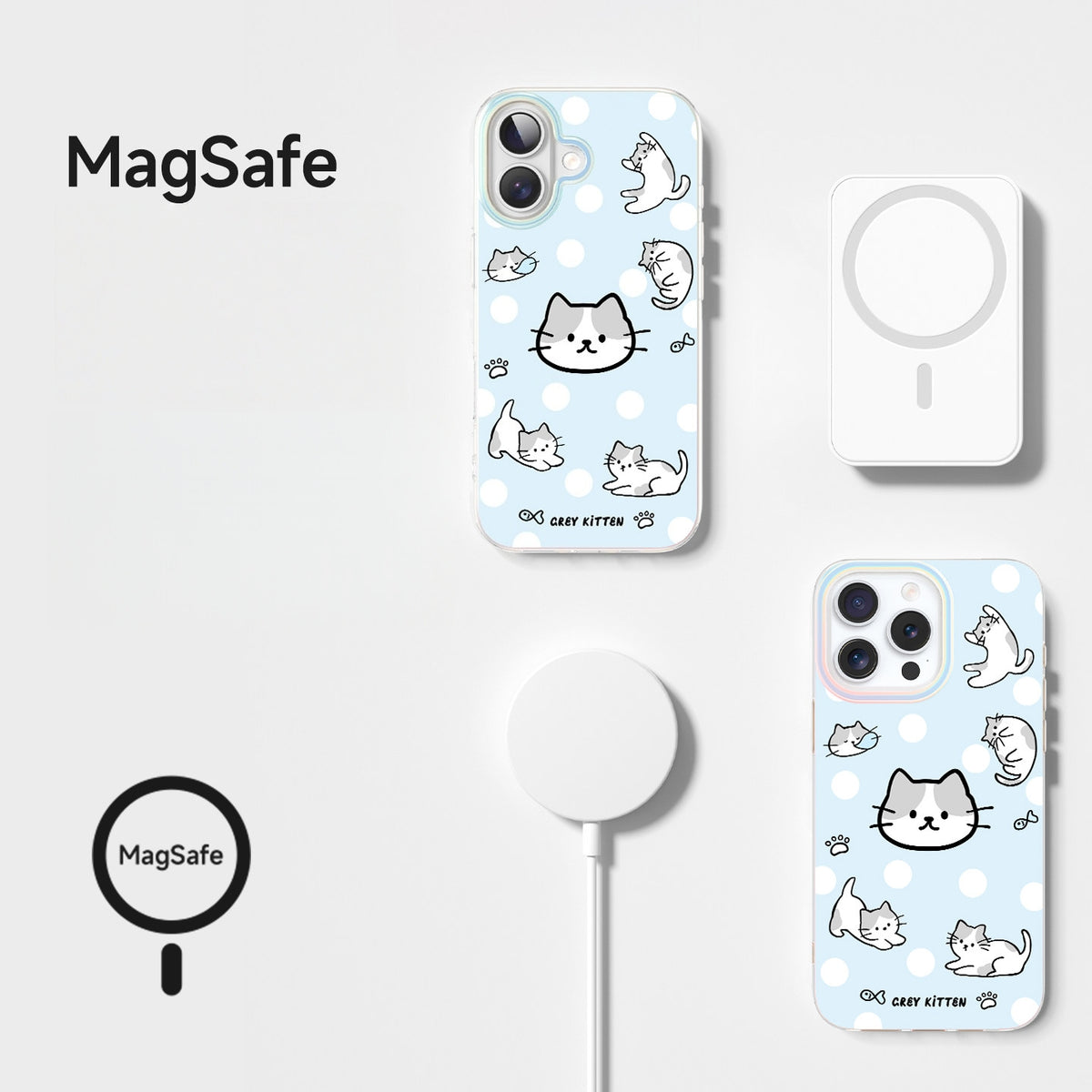 Polka Dot Cute Kitten Acrylic Phone Case