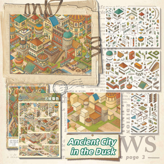 Ancient City 3D Sticker | 2 Cute Miniature Scenes