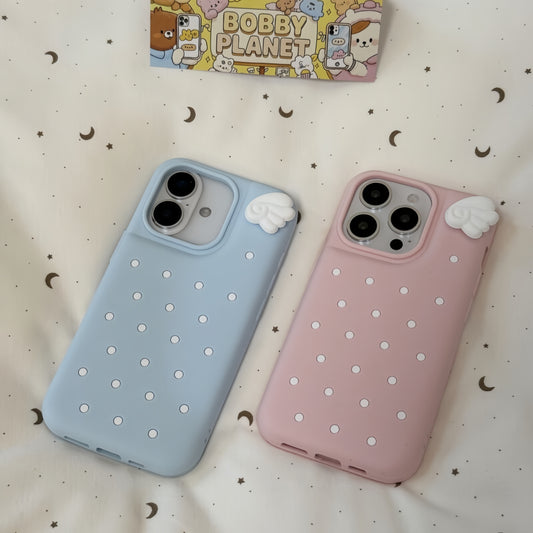 Polka Dot Angel Wings Silicone Phone Case