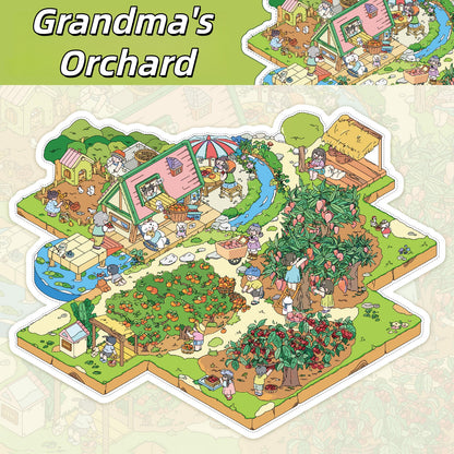 Grandma's Home 3D Sticker | 2 Cute Miniature Scenes