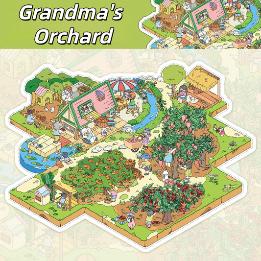 Grandma's Home 3D Sticker | 2 Cute Miniature Scenes
