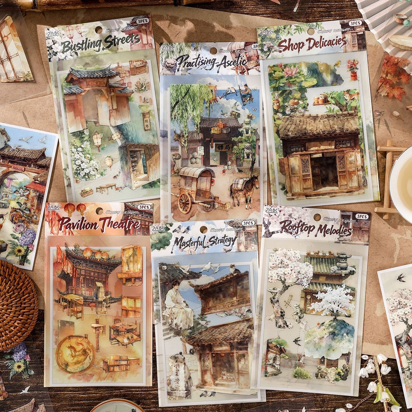 Ancient Scrolls of Life 3D Sticker | 12 Cute Miniature Scenes
