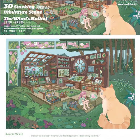 Hear the Wind Sing 3D Sticker | 4 Cute Miniature Scenes