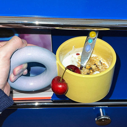 Donut Large Handle with Lid Ceramic Mug
