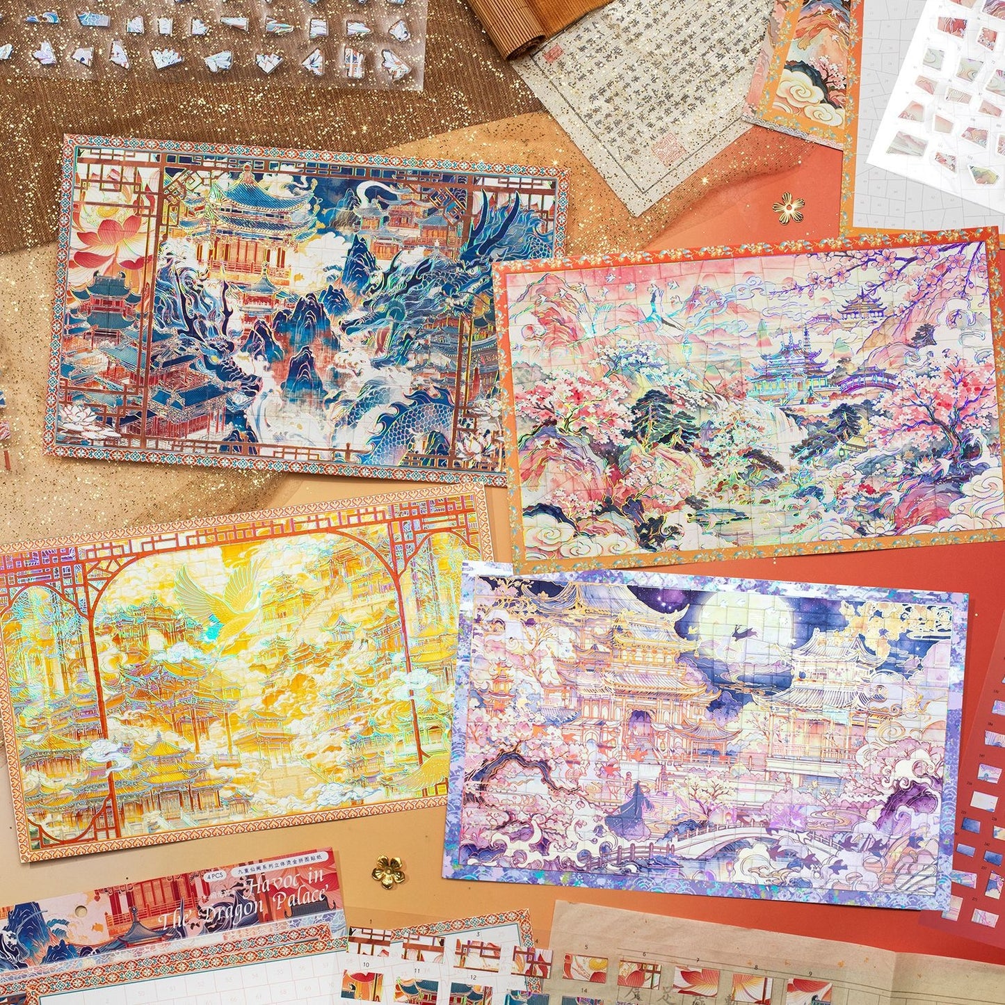 The Ninefold Celestial Palace Series 3D Sticker | 4 Cute Miniature Scenes