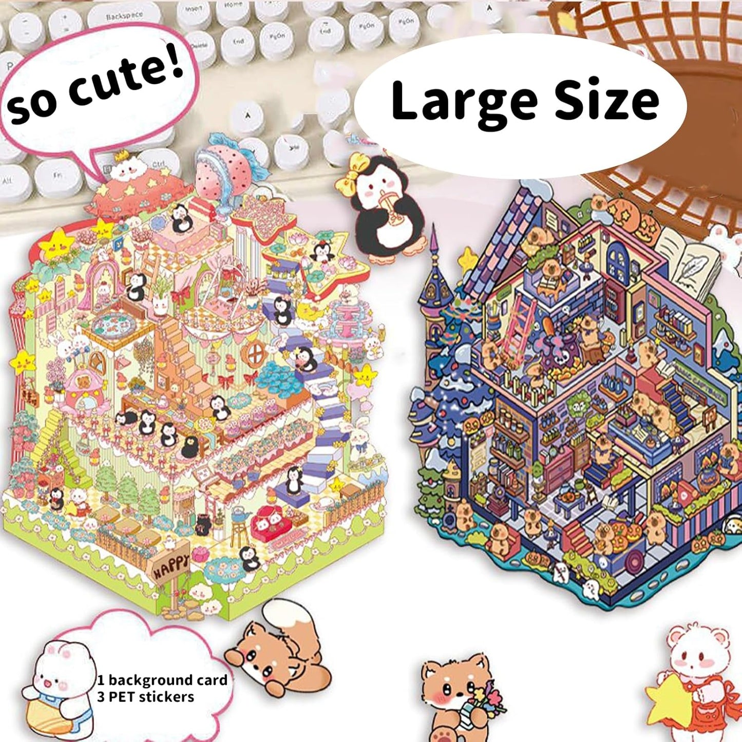 Mystic Dwellings 3D Sticker | 4 Cute Miniature Sticker