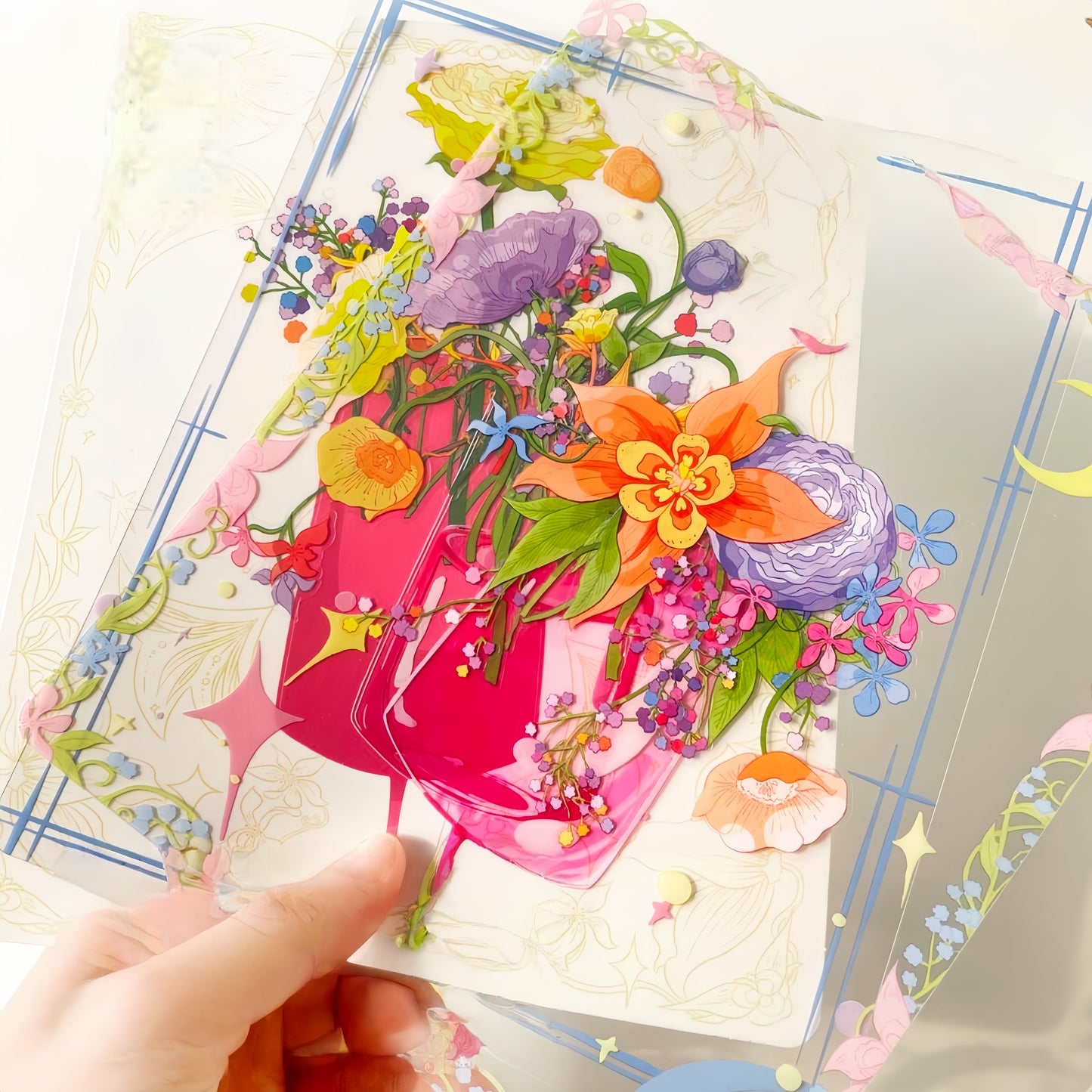 Among Flowers 3D Sticker | 2 Cute Miniature Scenes