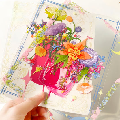 Among Flowers 3D Sticker | 2 Cute Miniature Scenes