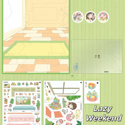 Leisure Daily 3D Sticker | 4 Cute Miniature Scenes