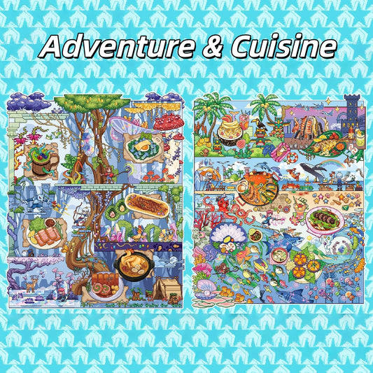 Adventure & Cuisine 3D Sticker | 2 Cute Miniature Scenes