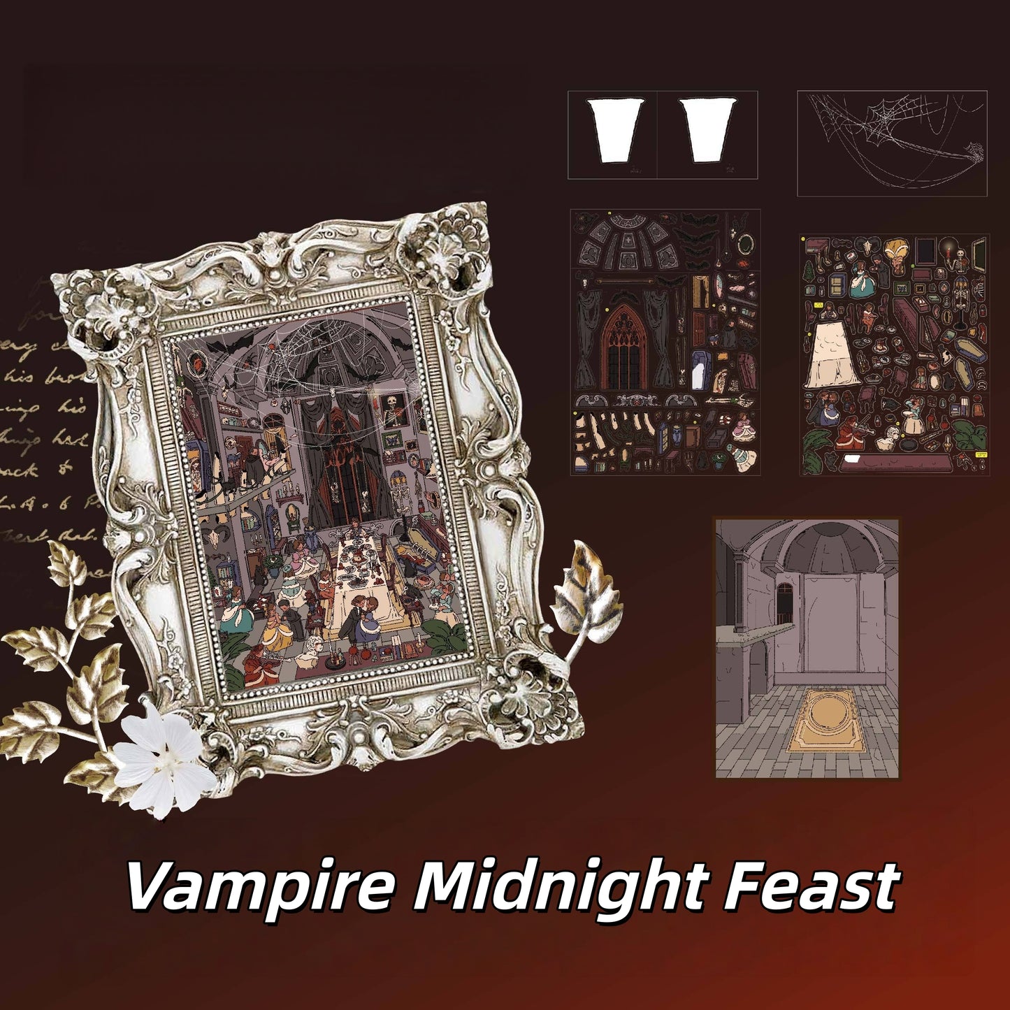 Dark Elegance 3D Sticker | 2 Cute Miniature Scenes