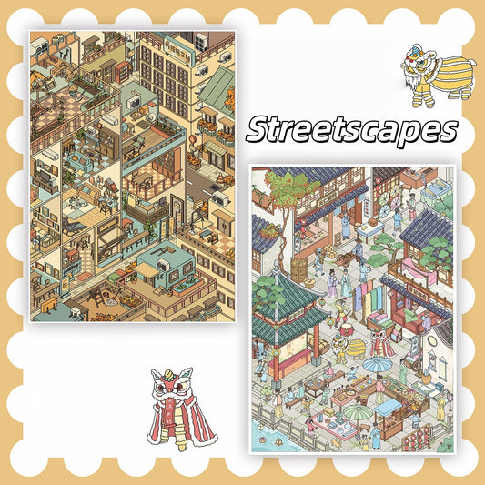Streetscapes 3D Sticker | 2 Cute Miniature Scenes