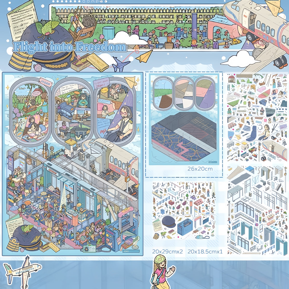 Beyond the Fence 3D Sticker | 4 Cute Miniature Scenes