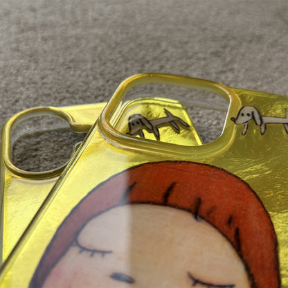 Girl Wrinkled Foil Texture Acrylic Phone Case