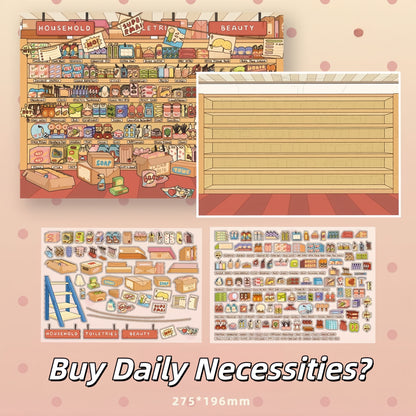 Let’s Go to the Mart 3D Sticker | 3 Cute Miniature Scenes