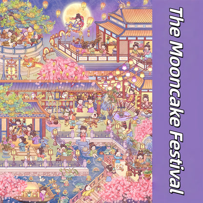 Mid-Autumn Festival 3D Sticker | 2 Cute Miniature Scenes