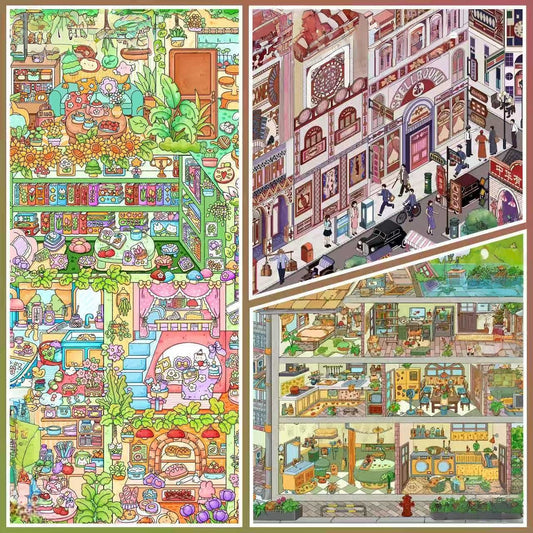 Whimsical Community 3D Sticker | 3 Cute Miniature Scenes
