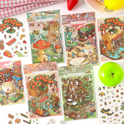 Paw's Town 3D Sticker | 4 Cute Miniature Scenes
