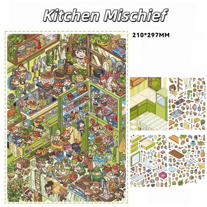 Imagination Station 3D Sticker | 6 Cute Miniature Scenes