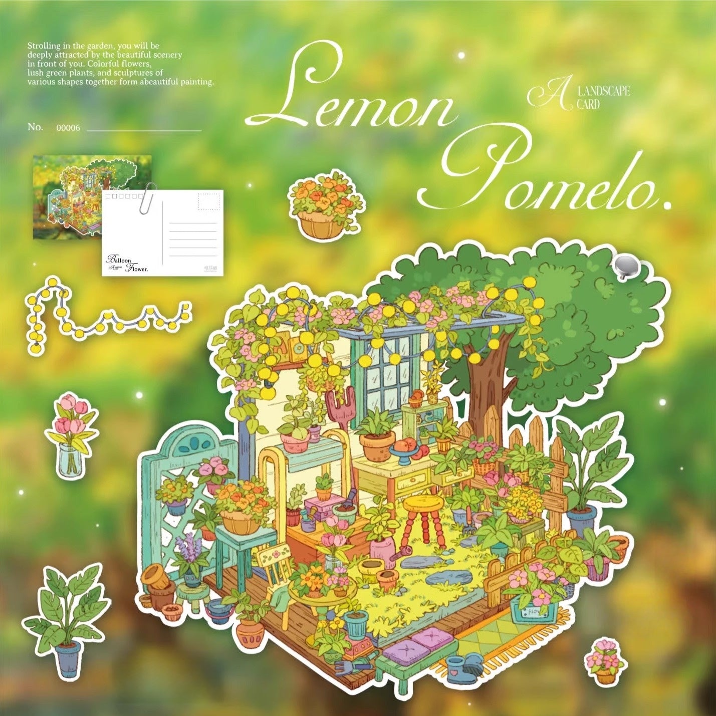 Small Garden 3D Sticker | 4 Cute Miniature Scenes
