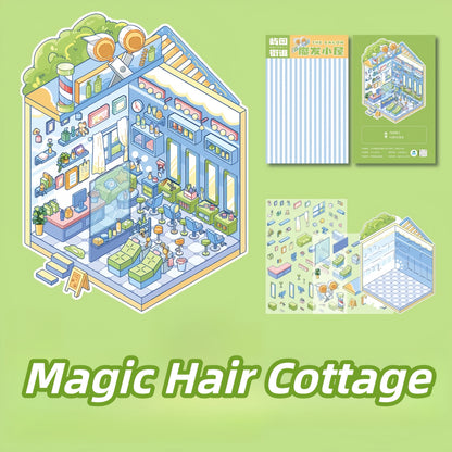 Cute Shops 3D Sticker | 4 Cute Miniature Scenes