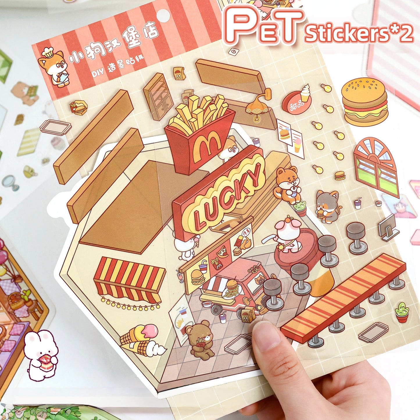 Paws Shop 3D Sticker | 4 Cute Miniature Scenes