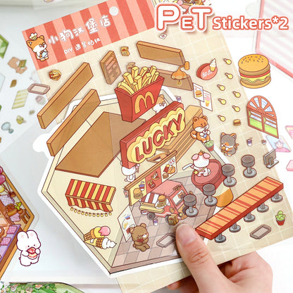 Paws Shop 3D Sticker | 4 Cute Miniature Scenes