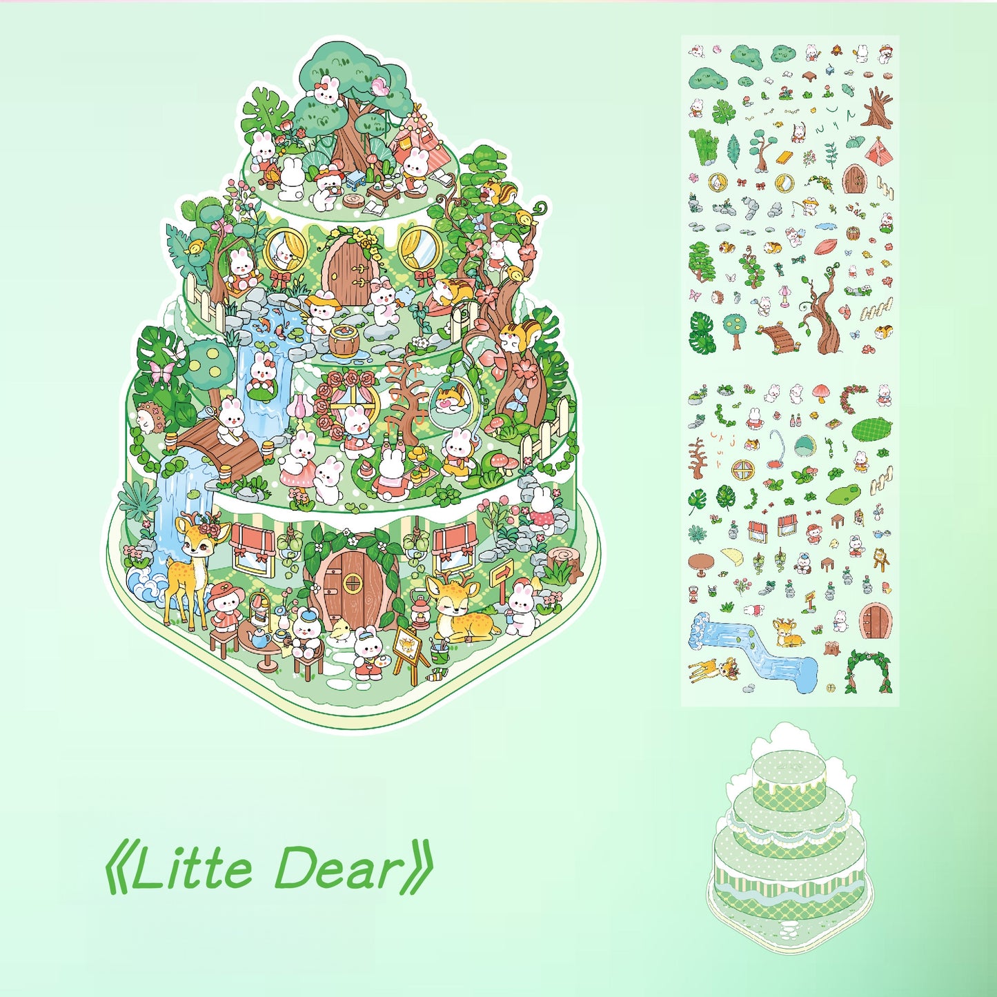 Tea Party 3D Sticker | 4 Cute Miniature Scenes