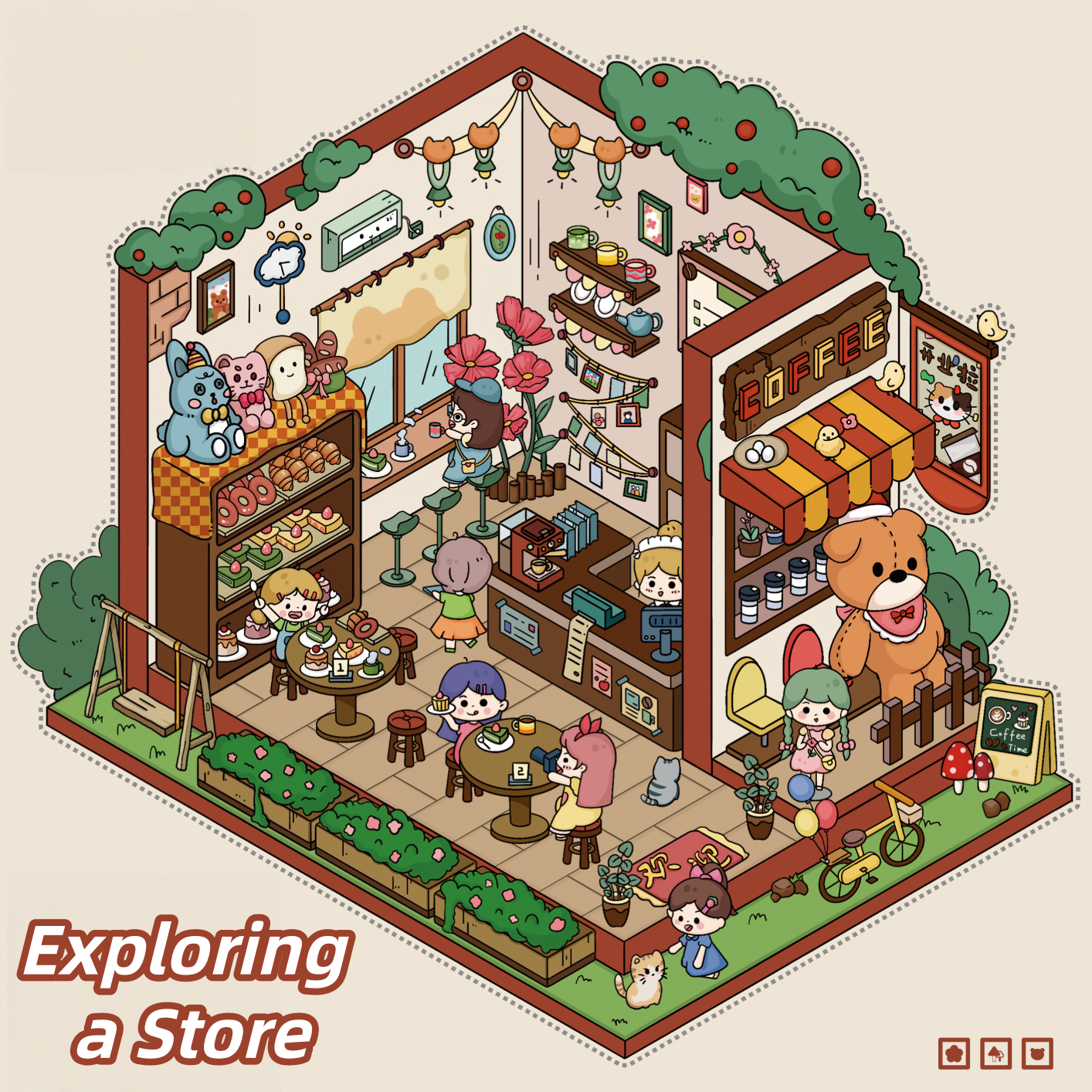 Daily Life Series 3D Sticker | 4 Cute Miniature Scenes