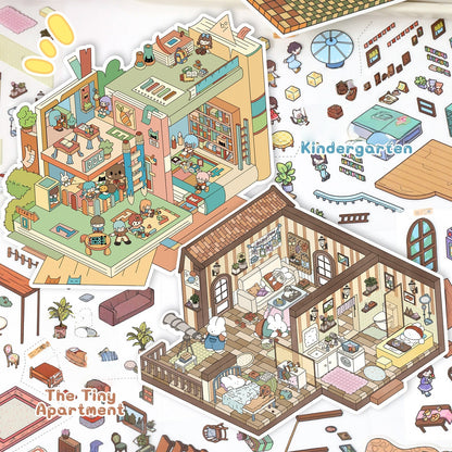 Cute Daily Life 3D Sticker | 4 Cute Miniature Scenes