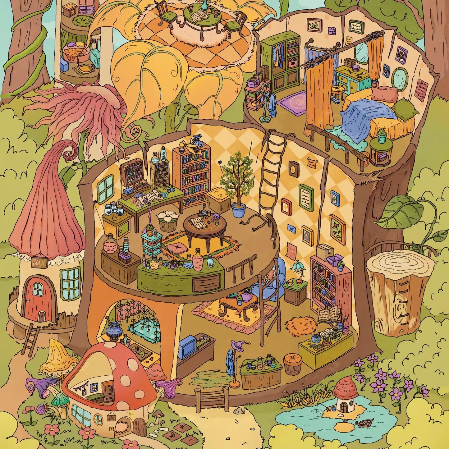 Witch House 3D Sticker | 2 Cute Miniature Scenes