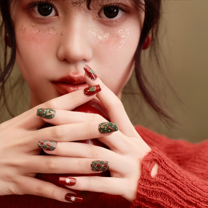 Hand-painted Cartoon Christmas Nail - Medium Square