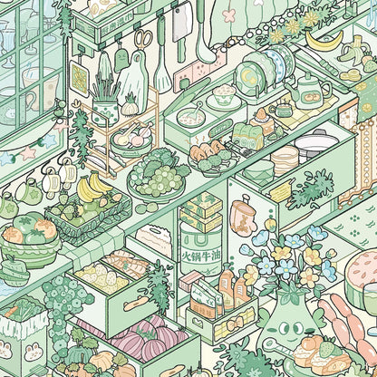 Dream Home 3D Sticker | 2 Cute Miniature Scenes