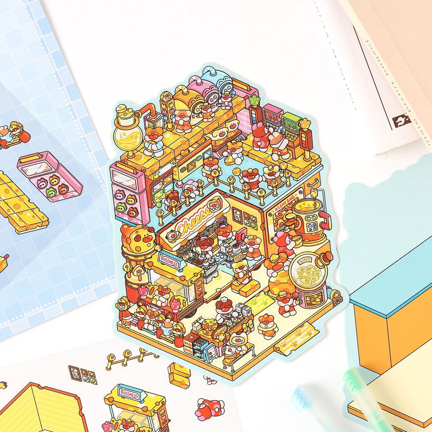 Sweet Shop 3D Sticker | 4 Cute Miniature Scenes