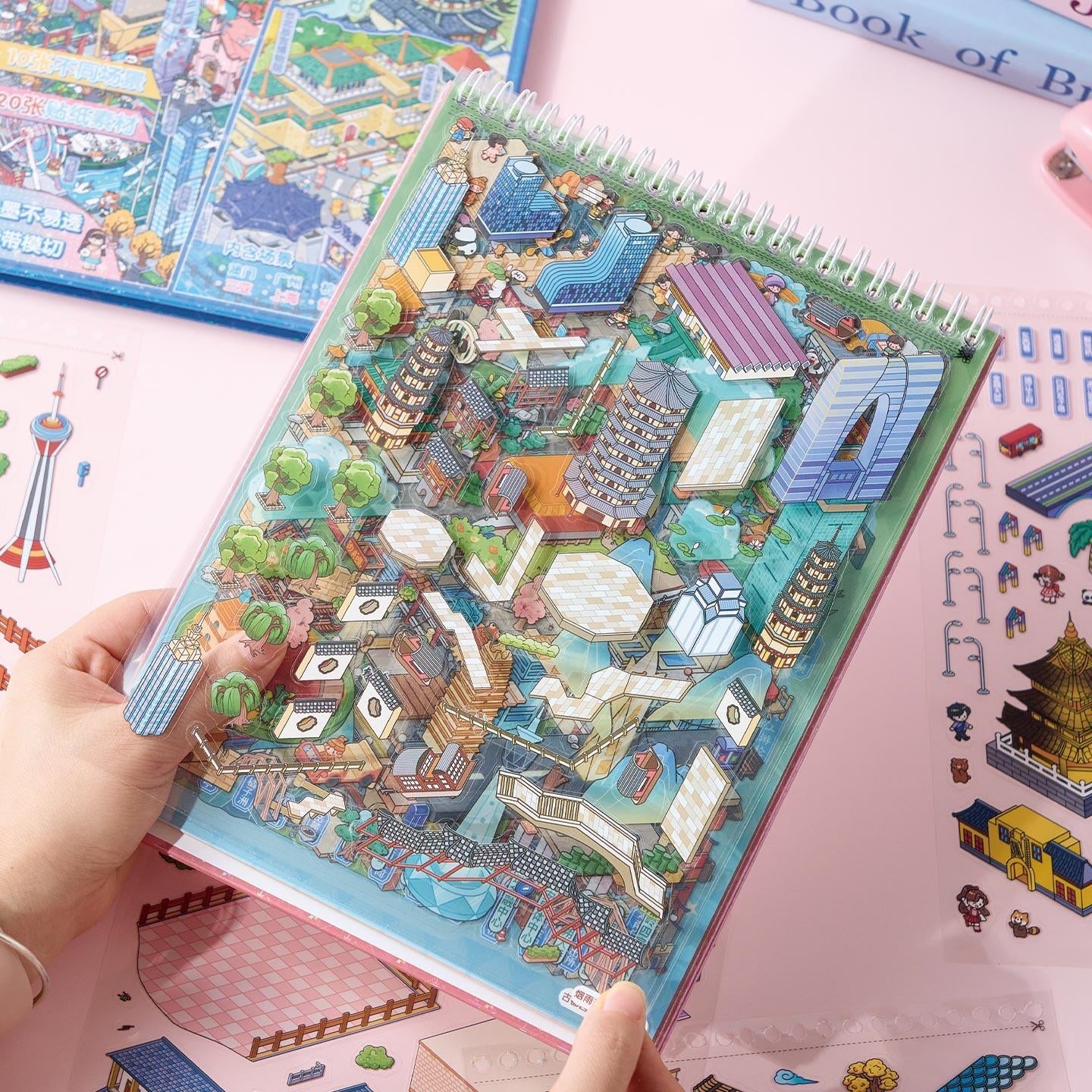 Chinese Cities 3D Sticker Book