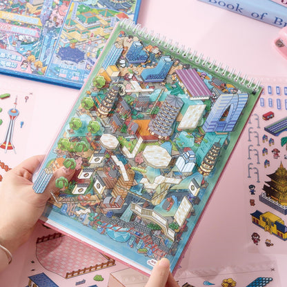 Chinese Cities 3D Sticker Book