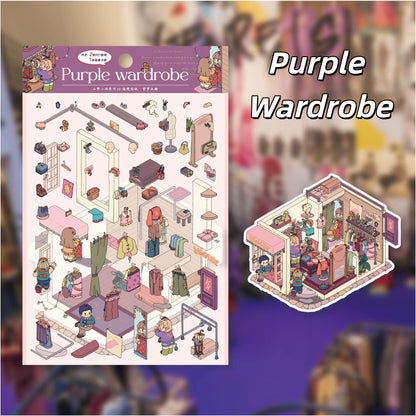 Cottages in the Forest 3D Sticker | 4 Cute Miniature Scenes