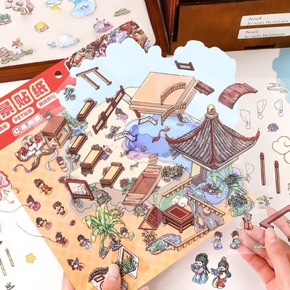 Four Masterpieces 3D Sticker | 2 Cute Miniature Scenes