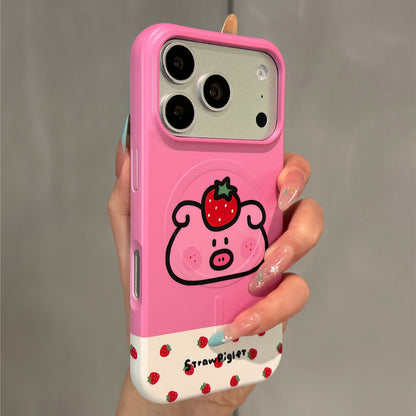 Strawberry Pig Magnetic Stand Acrylic Phone Case
