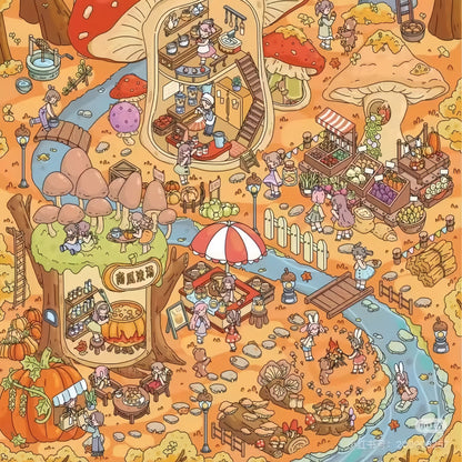 Vegetable Town 3D Sticker | 2 Cute Miniature Scenes